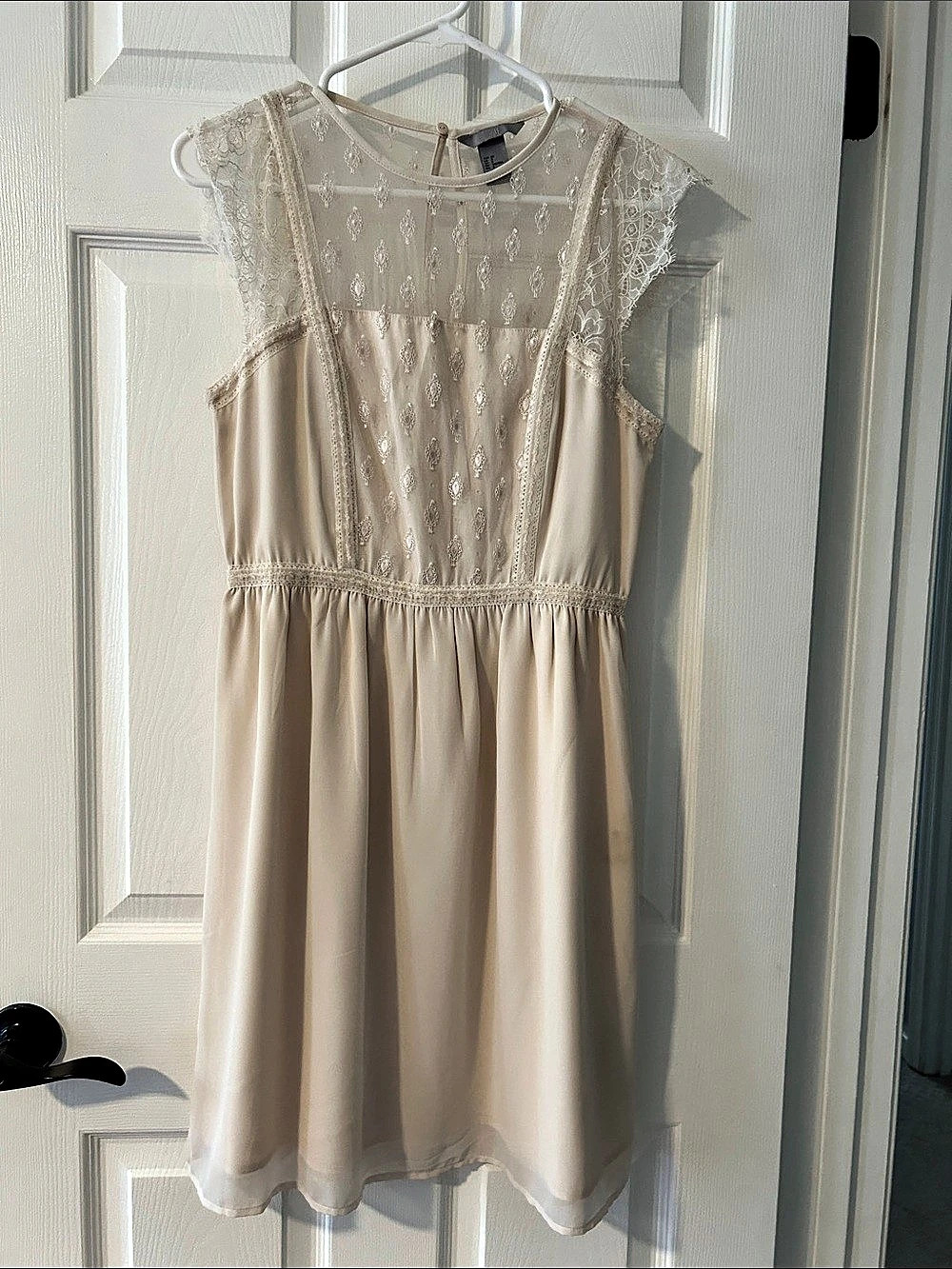 H&M Lace Mini Dress in Cream Size Medium NWOT